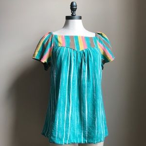 Lauren Moffatt Flutter Sleeve Brushstroke Blouse